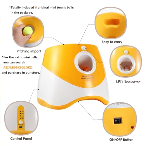SOCO Automatic Ball Launcher for Dogs, 6 2-Inch Balls, Orange - color: Orange-6 balls