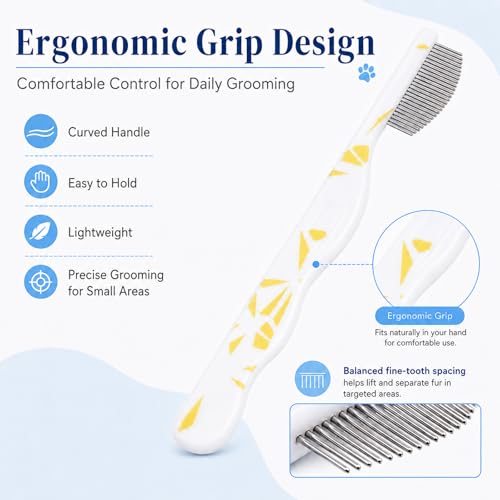 2 Pack Pet Eye Face Comb, Cat Shedding Brush for Dogs Cats, White - color: White