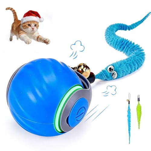 Smart Cat Toy Ball, Automatic Rolling Interactive Cat Toys - color: Blue