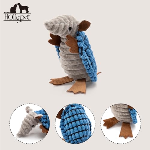 Hollypet Armadillo Squeaky Puppy Dog Toys for Small Medium Dogs, 6" - color: Blue, size: 6 IN