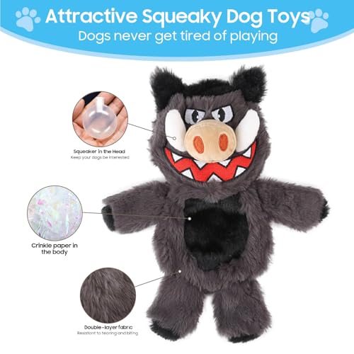 No Stuffing Squeaky Dog Toys Plush Chew toys for Small Medium Large Breed - style: 6 pack