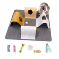 Cat Tunnel Mat for Indoor,4-Way Felt Cats Play Mat Cat Cave for Hide & Seek - color: Gray