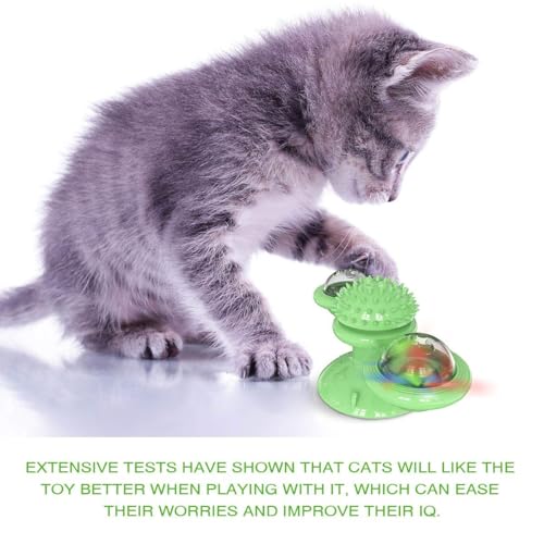 GBSYU Interactive Windmill Cat Toys with LED Light Ball Suction Cup Catnip Cat Chew Exercise Toy for Indoor Cats - color: Green