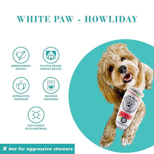 Haute Diggity Dog White Paw Can Plush Dog Toy, Drink Parody Chew Toys - color: WP - Howliday (White, Orange, Black), size: One Size