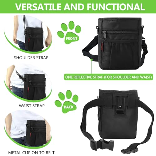 kissleaf Dog Treat Pouch, Magnetic Closure, Dog Clicker- Black - color: Black