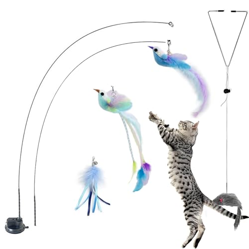 Cat Toys Interactive Hands-Free 8 Pack Cat Toys for Indoor, - color: black