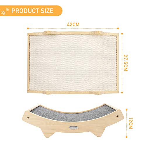 Pecute Double-Sided Sisal Cat Scratcher for Indoor Cats, Durable Sisal