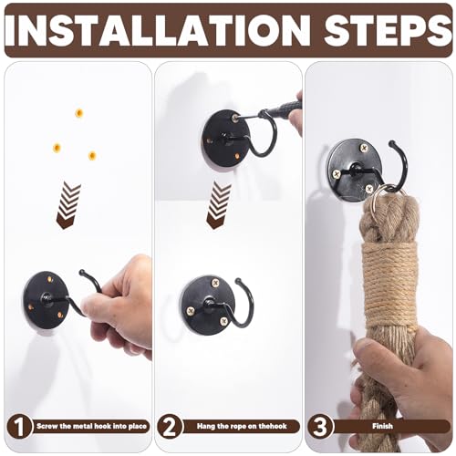 Cat Climbing Rope with Hook, Natural Jute Ropes for Ceiling & Wall Mounted