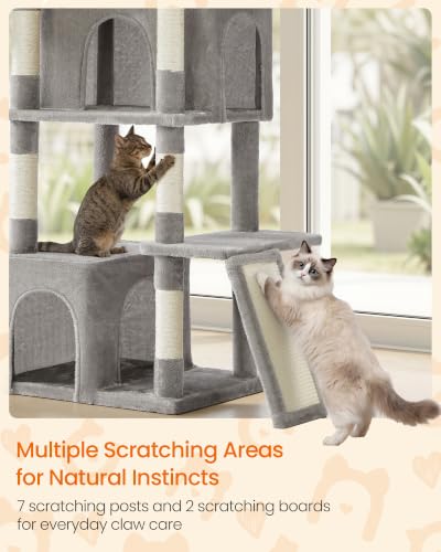 Feandrea 72.6-Inch Tall Cat Tree Tower for Indoor Extra Large Cats, Scratching Posts, Scratching Boards, Multi-Level Design, Dove Gray UPCT014G101S - color: Dove Gray