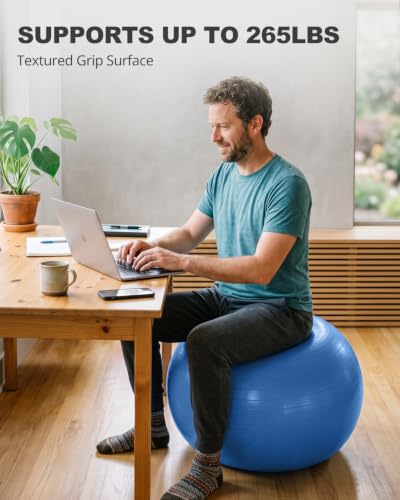 Trideer Yoga Ball for Exercise, Pregnancy, Exercise Ball, Pump Included - color: Royal Blue, size: M(19-22ines/48-55cm)