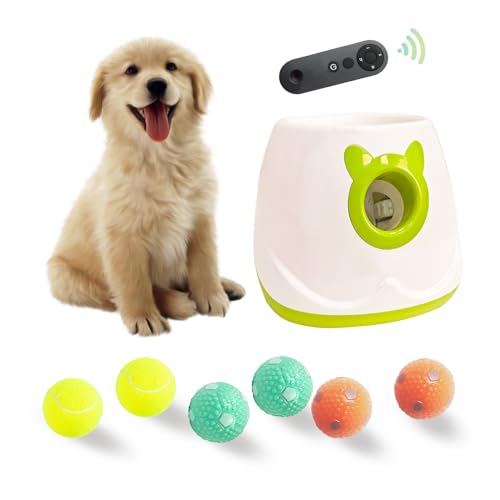 Automatic Dog Ball Launcher Tennis Ball Thrower Machine with 6 Balls,Remote - color: White 2
