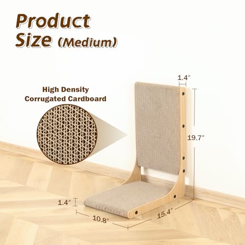 Zakkart 2-Pack L-Shaped Cat Scratching Board, Cardboard, 19.7" Tall (M) - size: Medium 2PC (19.7'' tall)