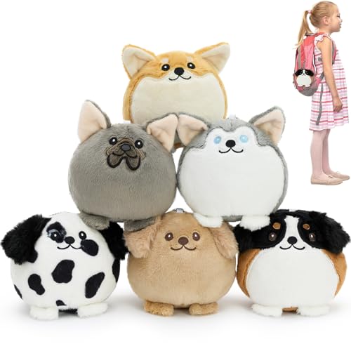 Muiteiur 6PCS Dog Plush Keychain Set, 3.94" Cute Mini Stuffed Animal Charms - style: 6 Pcs Dog Set