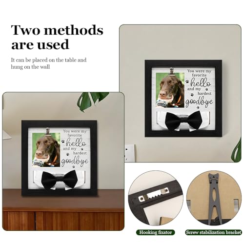 Pet Loss Gift – 9 x 9” Memorial Sympathy Frame with Collar Holder & Card, Remembrance Gift for Loss of Dog or Cat, Rainbow Bridge Keepsake