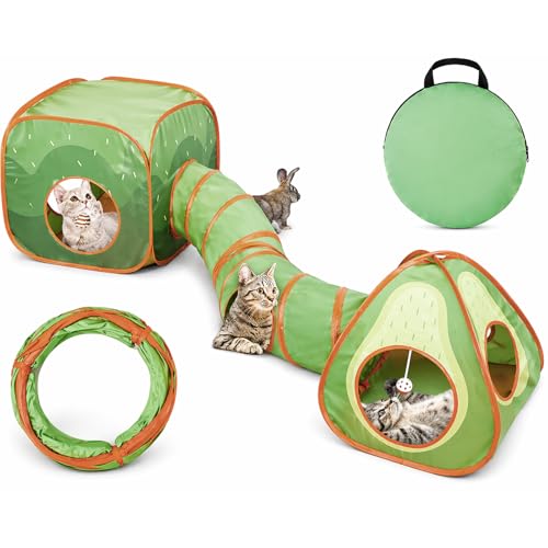 Rypet Cat Toy Tunnel and Cubes Bundle, Play Tubes for Indoor Cats, Green - color: Green