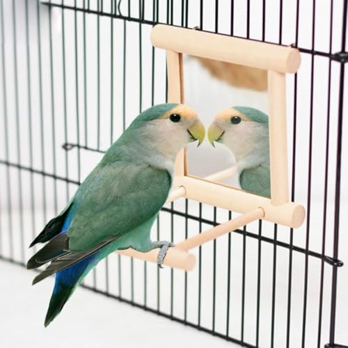 Litewoo Bird Mirror with Perch Parrot Swing Interactive Play Toys, 2 PC - color: Bird Mirror Perch Stand-2 PCS