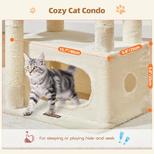 Taoqimiao Cat Tree, 38.5In Cat Tower for Indoor Cats, Suitable for Kittens - color: Beige, size: 38.5 Inches