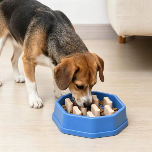 Slow Feeder Bowl with Removable Pegs for Small and Medium Dogs and Cats - color: Blue
