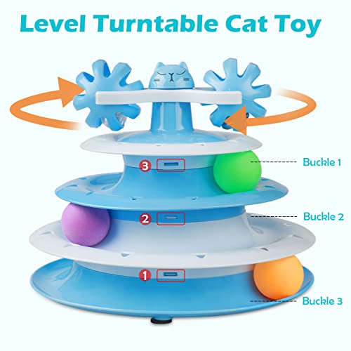 UPSKY Cat Toy Roller 4-Level Turntable with Colorful Balls and Bell Ball - color: C-Gradient Blue