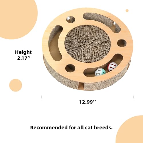 YUNIQUE Scratching Pad Ball Track Cat Toy for Indoor Cats,Round Busy Box Scratcher with Bell Ball