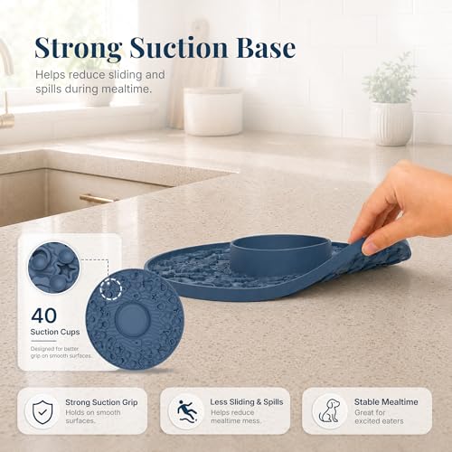 WorWoder 2-in-1 Lick Mat for Dogs, Built-in Slow Feeder Bowl