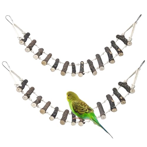 BNOSDM Bird Ladder Wooden 2 PCS Rope Bridge Climbing Chewing Toys 23.6in