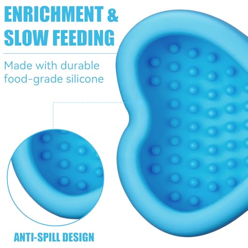 Lick Mat for Dogs, Animire Anti-Spilled Bow Tie Lick Bowls for Anxiety Relief, Silicone Slow Feeder Licking Pad with Suction Cups, Freezeable Dog Enrichment Toy for Boredom (Light Blue,L) - color: A-Light blue, size: L