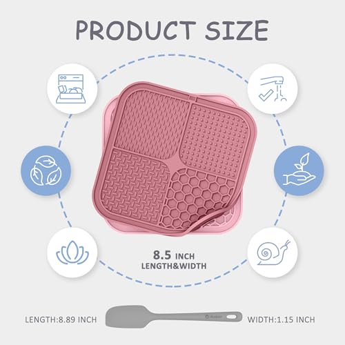 ChefAide 2 Pack Lick Mat for Dogs, Cats & Puppies with Suction Cups - color: Pink Berry