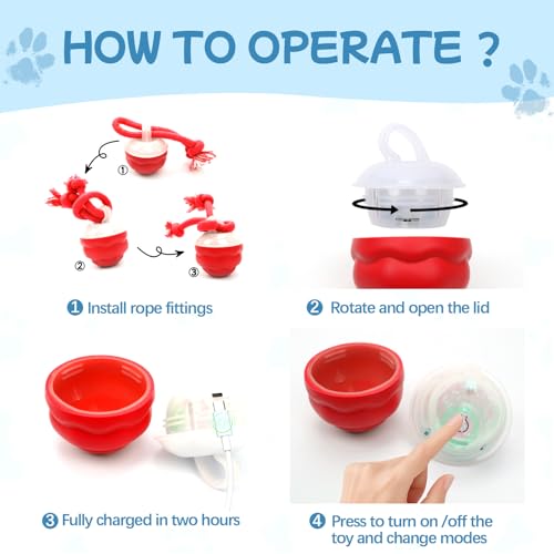 Goosheep 2026 New Interactive Dog Toys, Automatic Moving Dog Ball for Medium/Large Dogs, Interactive Smart Rolling Dogs Toy Ball with Light Up to Keep Them Busy(Red) - color: Red