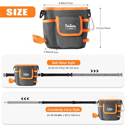 Dog Treat Pouch with Magnetic Closure for Pet Training - color: Dark Grey