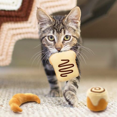 CiyvoLyeen Plush Bread Catnip Toys for Indoor Cats 6 Pack - color: Bread - 6Pcs