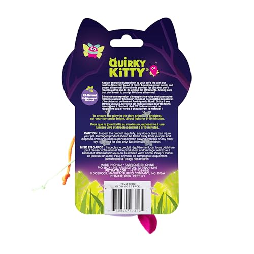Quirky Kitty Glowing Forest Glow Mice Catnip Cat Toy Set, Chase, Pack of 3
