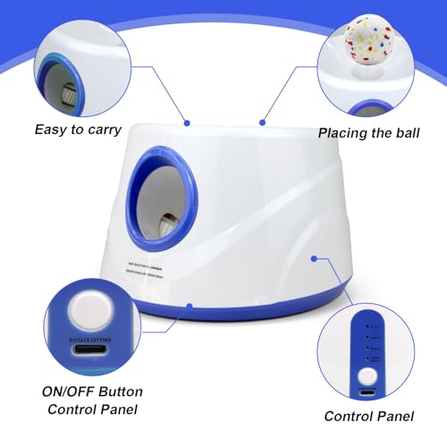 Automatic Dog Ball Launcher, 6 ETPU Balls, 20-45ft Distance - color: Blue-Standard