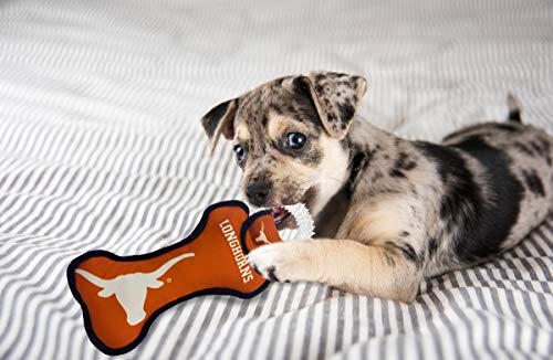 Pets First NCAA Texas Longhorns Dental Dog TUG Toy with Squeaker. Tough PET Toy for Healthy Fun, Teething & Cleaning Pets Teeth & Gum - color: Texas Longhorns
