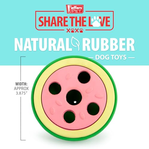 Jeffers Pet Natural Rubber Dog Chew Toy – Watermelon, Small – Treat Dispensing, Vanilla Scent, Durable, Non-Toxic, Dishwasher Safe, Interactive Fetch & Tug Toy - Perfect for Training - color: Watermelon, size: Small