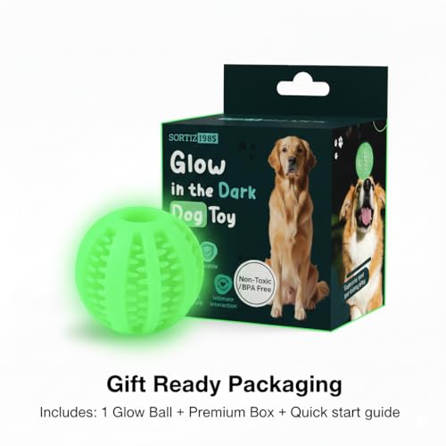 Glow in the Dark Treat Dispensing Dog Ball, Interactive Slow Feeder