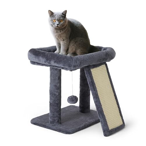 17.1-inch Small Cat Tree Tower with Scratching Post for Indoor Cats,Grey