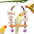 Parrot Cuttlebone Swing Toy – 2-in-1 Hanging Perch with Natural Wood Slices, Rattan Balls & Colorful Beads – Calcium-Rich Chewing Station for Cockatiels, Budgies, Parakeets