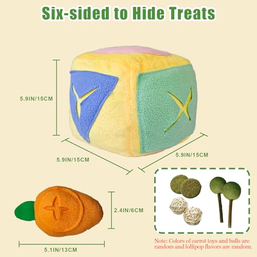Rabbit Foraging Toy with Bell,Puzzle Feed Game Guinea Pig Fun Enrichment Toys Boredom Relief,Washable Snuffle Interactive Treat Ball Dispenser Exercise Bunny Toys for Indoor Bunnies(Yellow) - color: Yellow