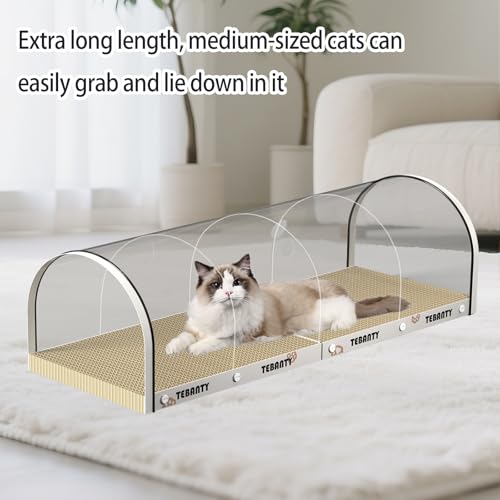 3 Function in 1 Cardboard Cat Scratcher Board, 31.5 in Cat Scratcher House, Cat Scratchers for Indoor Cats, Arched Cats Scratch Pad As Cat Bed, Cat Tunnel for Sleep, Grind Claws (White) - color: White