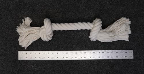 Big TUG Dog Toy. Heavy Duty Cotton Dog Toy, Made with Massive 1-1/2" Rope. White Double Knotted Tug Toy, Extra Large Size for Strong Dogs, Durable Braided Chew Rope with Frayed Ends.