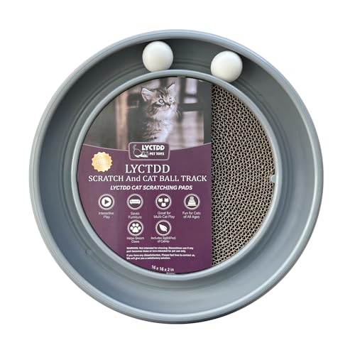 Interactive Cat Ball Track Toy for Indoor Cats, Cat Scratching Board & Exercise Set for Bored Indoor Adult and Kitten Mental & Physical Stimulation, with Spare Ball to Prevent Loss (Grey) - color: Grey