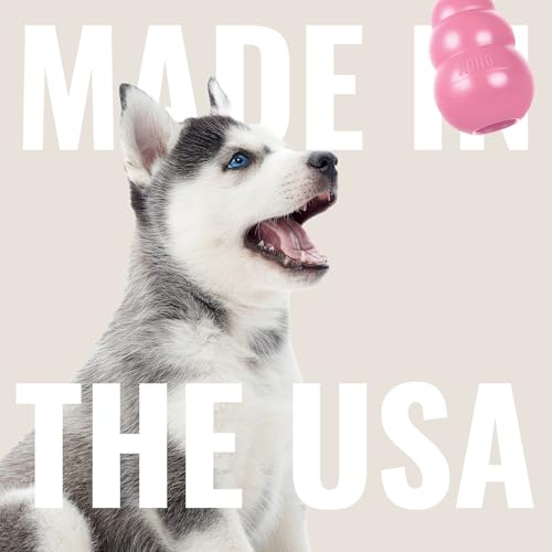 KONG - Puppy Toy Natural Teething Rubber - Fun to Chew, Chase and Fetch - for Medium Puppies - Pink (Pack of 2) - color: Pink, size: Medium (Pack of 2)