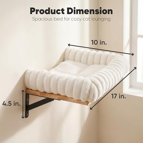 FUKUMARU Cat Wall Shelves, 17 x 10 Inch, Soft Cushion - color: White