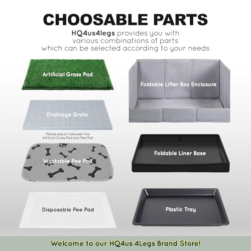 HQ4US 4LEGS Large Portable Dog Pee Pads Holder for Travel, Puppy Pad Holder Foldable Liner Base 44''x34'' Training Pad Holder with Fixing Clips, Dog Litter Box Waterproof, Easy Clean,Indoor Dog Potty - size: XL 44'' x 34'' for Dog＜ 38" Length