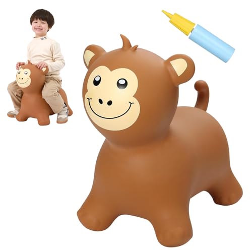 INPANY Bouncy Monkey Hopper Toys, Kids Ride on Rubber Bouncer - color: Brown Monkey