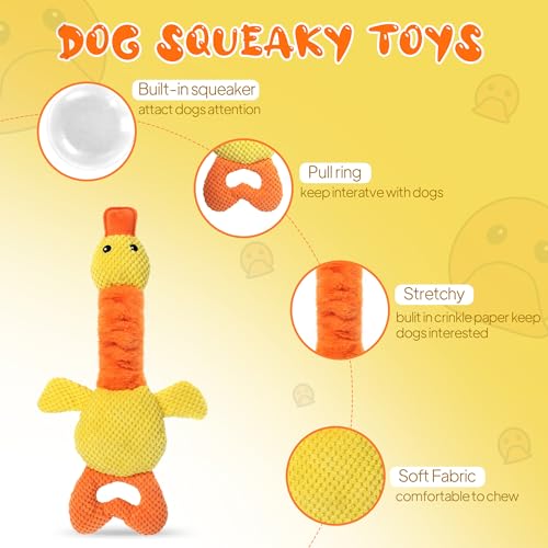 TwoEar Duck Dog Toy with Crinkle Paper, Interactive Tug of War Dog Toy