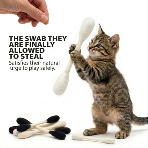 Glaciart One Swabs Cat Toys with Catnip - 6 Pk | Durable for Chew, Cute Cat Toys Interactive Kitty for Boredom, Exercise, & Play | Filled w/Organic Catnip for Anxiety & as Digestive Aid | Gift Idea - color: Monochrome Swabs, size: Regular