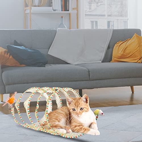 2pcs, Folded Cat Tunnel Spring, 10in Large Portable Cat Toy Spiral Tunnel