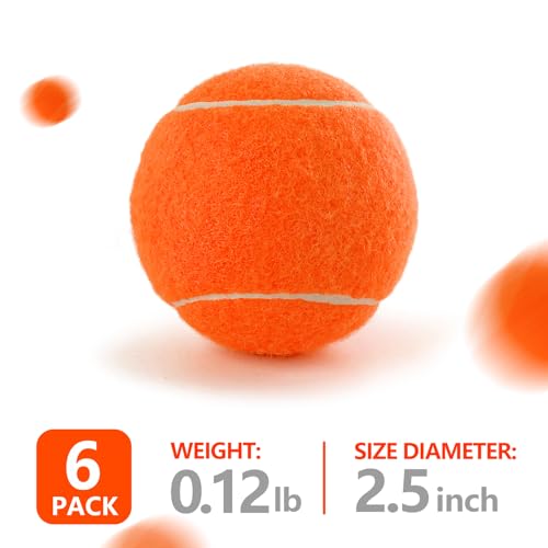 PHOEPET 6-Pack Tennis Balls for Beginner Training Practice- Bulk Dog Balls - color: Orange-6 Pack, size: Medium 2.5"- 6 Pack